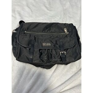 Sol and Selene Black Messenger Bag Buckle Accents Pockets Shoulder Strap